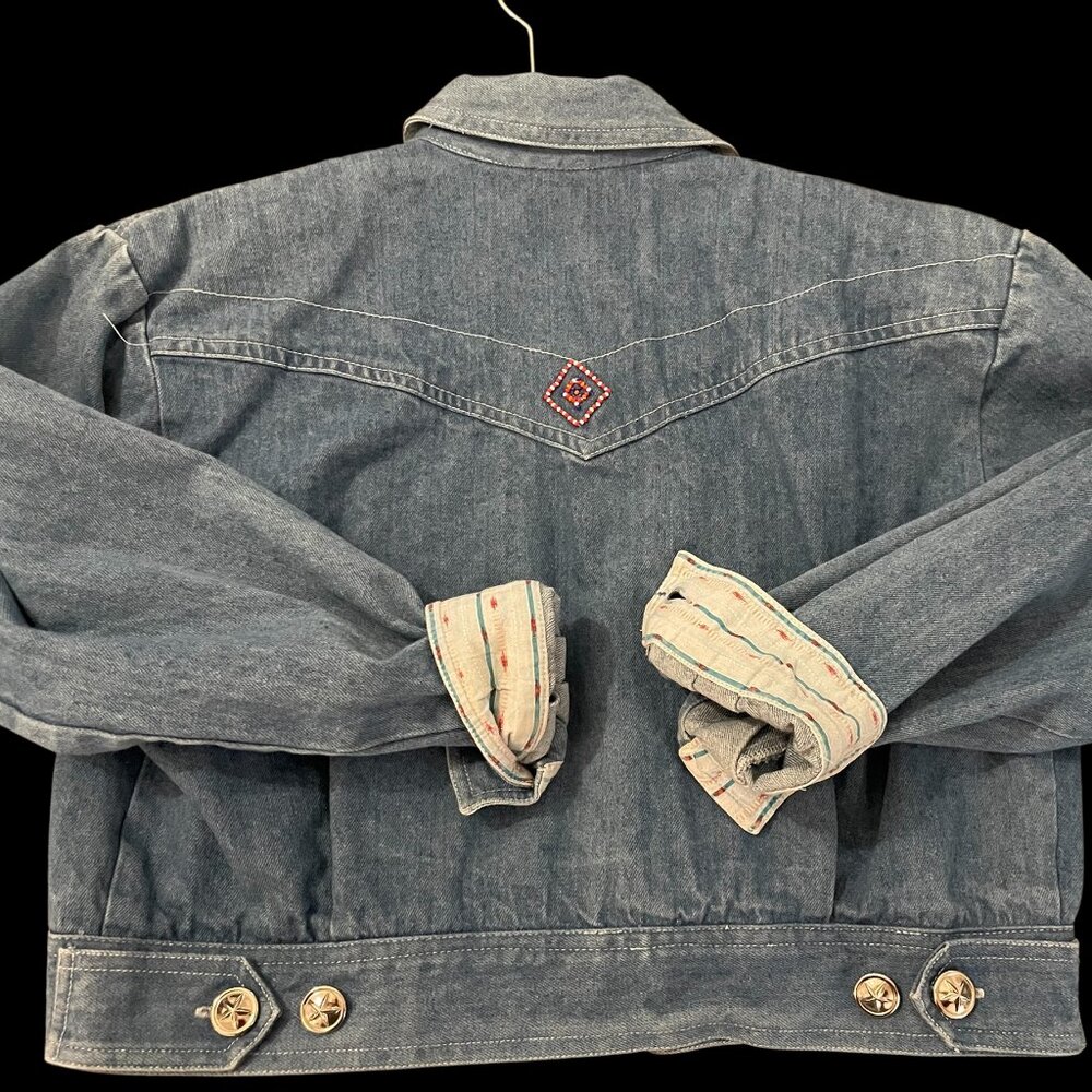 ✨ STUNNING Vintage SK Wear 1990s Southwestern Beaded Denim Jacket Ranch Size 6 ✨ - Picture 13 of 13